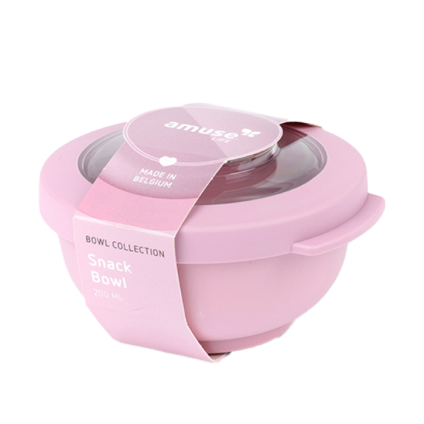 Amuse Life Snack Bowl Met Deksel Roze 200ml