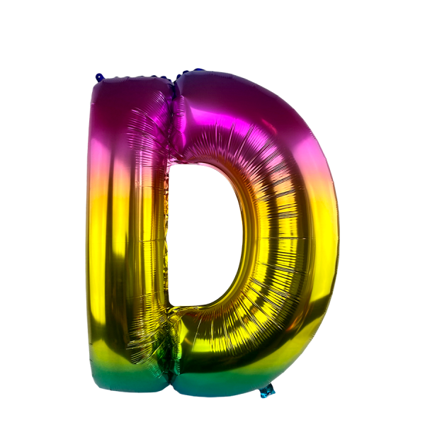 Ballonfolie Buchstabe D Regenbogen 86 cm