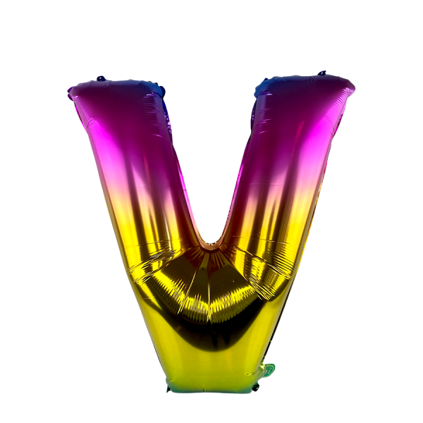 Ballonfolie Letter V Rainbow 86 cm