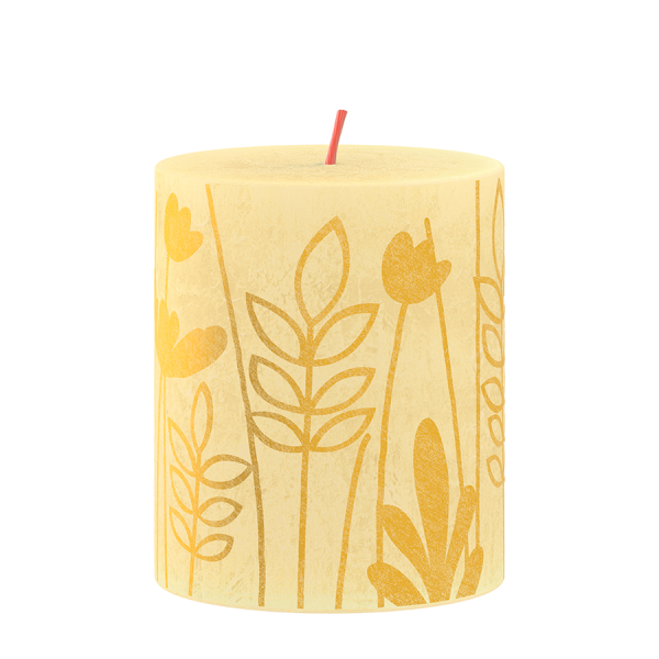 Bolsius Rustikale Stumpcandle Silhouette Sunny Edition Butter Yellow 80/68mm
