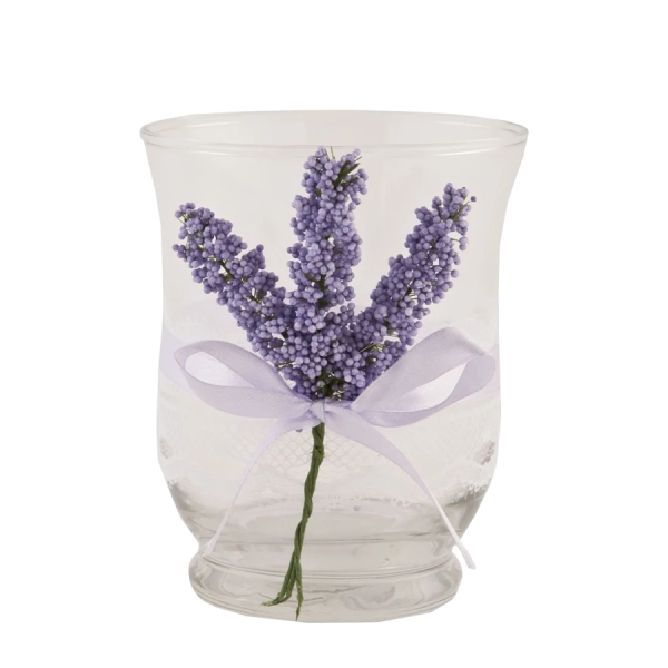 Clayre & Eef Tea Light Holder Glas Lavendel Ø8x10cm