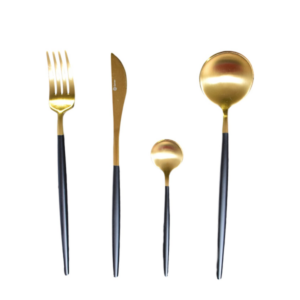 Gemeo Bestekset Serwa Zwart/Goud Mat 16-delig