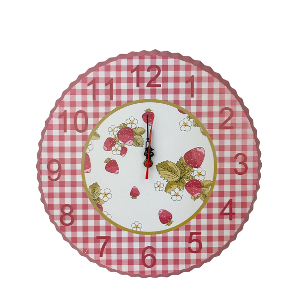 J-line Horloge murale en métal fraise rose Ø33cm