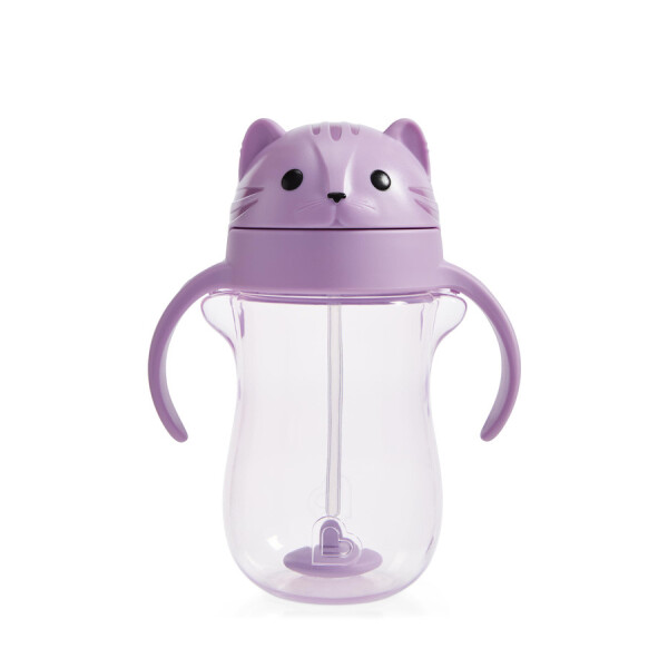 Munchkin Tip & Sip Straw Cup Weighted 296ml Cat Purple